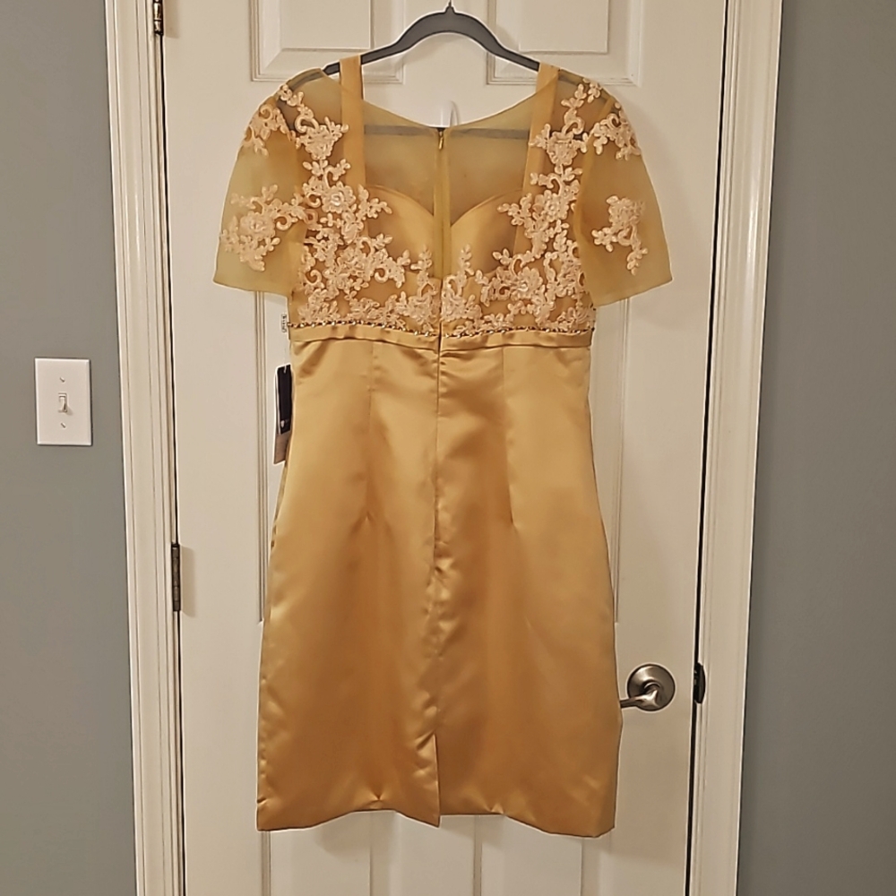 JJs House satin skirt delicate lace-embroidered dress Mother of the bride - Picture 3 of 16